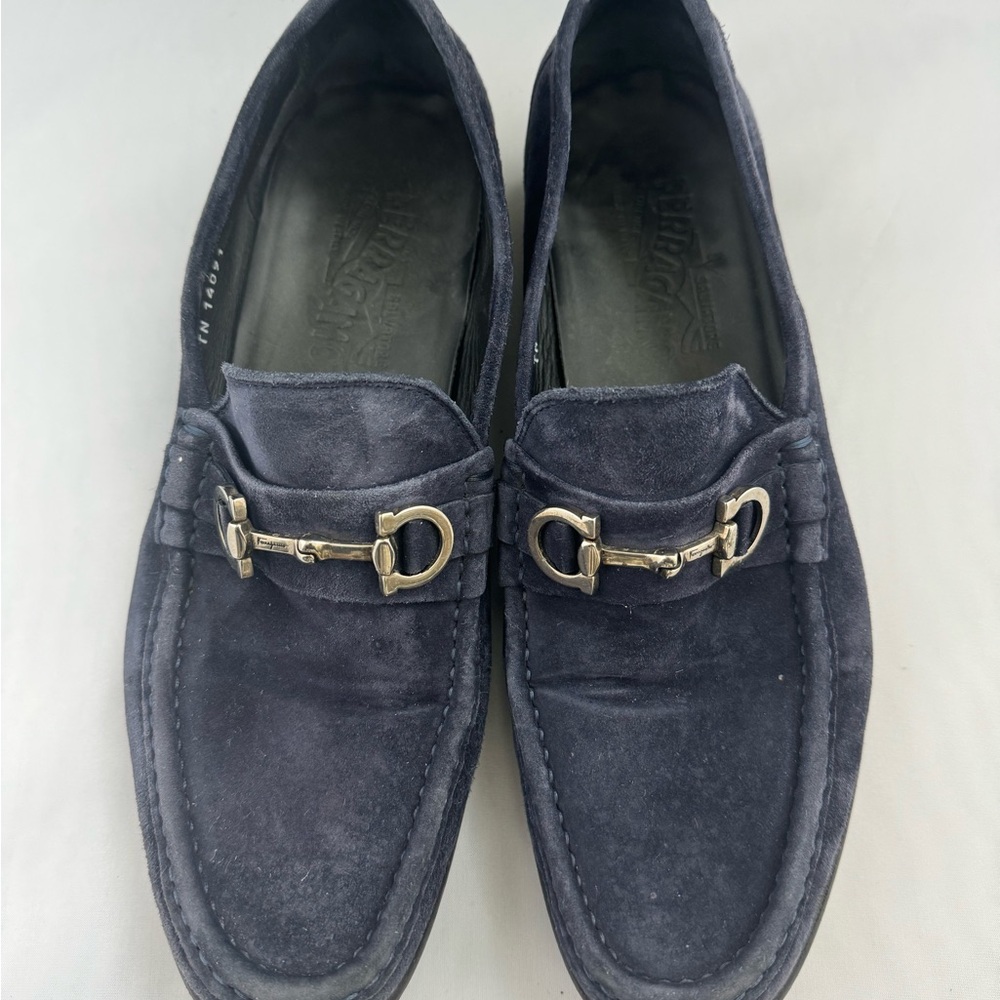 Salvatore Ferragamo Men's Navy Loafers Size 8